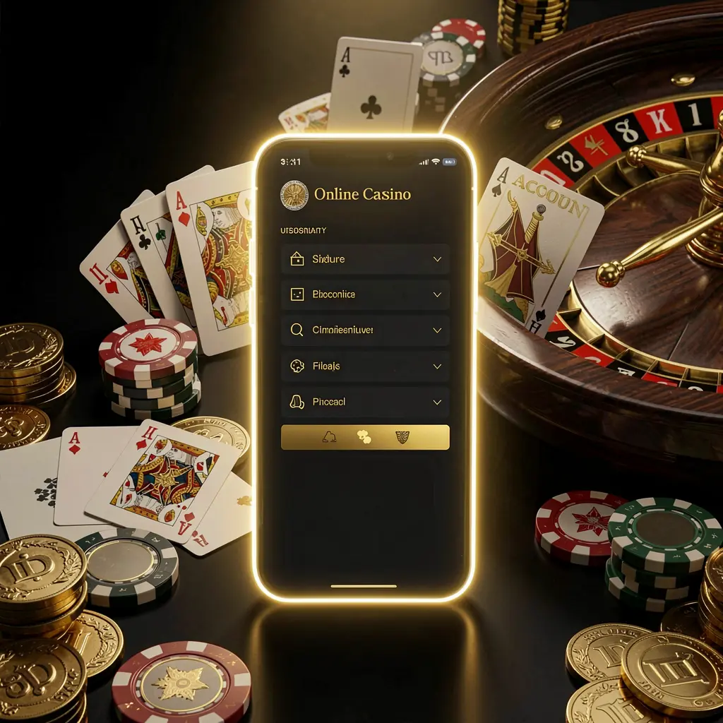 PGY7777 online casino account portal featuring a glowing smartphone surrounded by premium cards, chips, roulette wheel, and coins against a black and gold background with cinematic lighting in a realistic 3D render PGY7777 online casino account portal featuring a glowing smartphone surrounded by premium cards, chips, roulette wheel, and coins against a black and gold background with cinematic lighting in a realistic 3D render